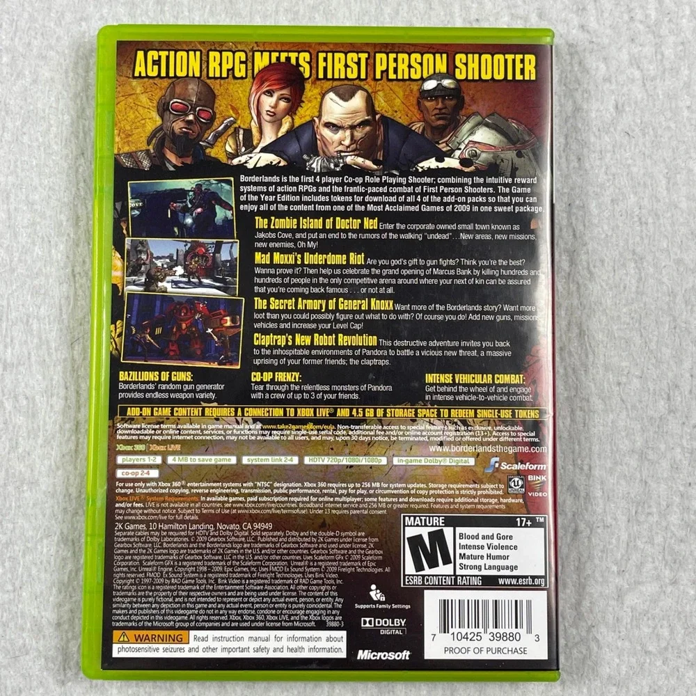 2K Games Borderlands Game of the Year Edition Xbox 360 One Size Green Action RPG